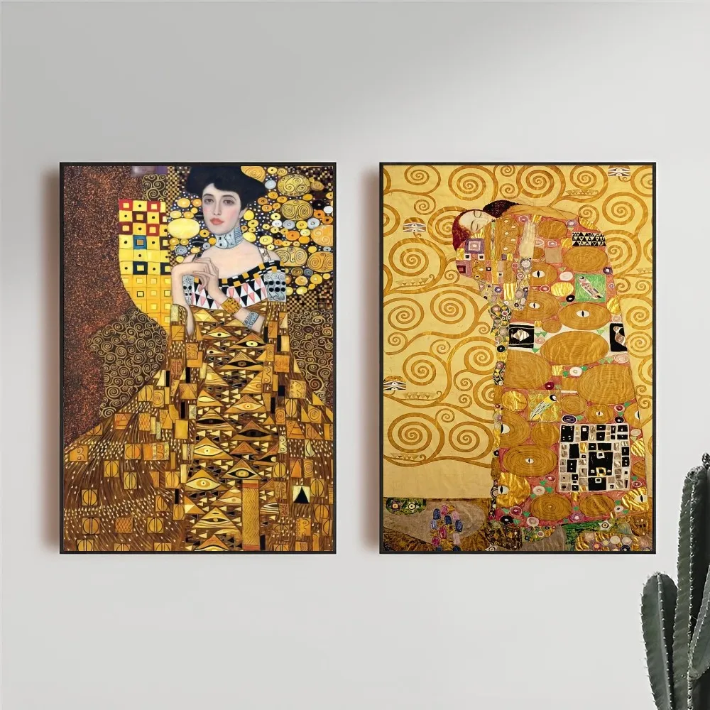 ملصق غوستاف كليمت تجريدي ، فن ذاتي اللصق ، ملصق ورقي مقاوم للماء ، ديكور حائط ، قهوة ، منزل ، بار ، غرفة ، فنان ، 1 * #4