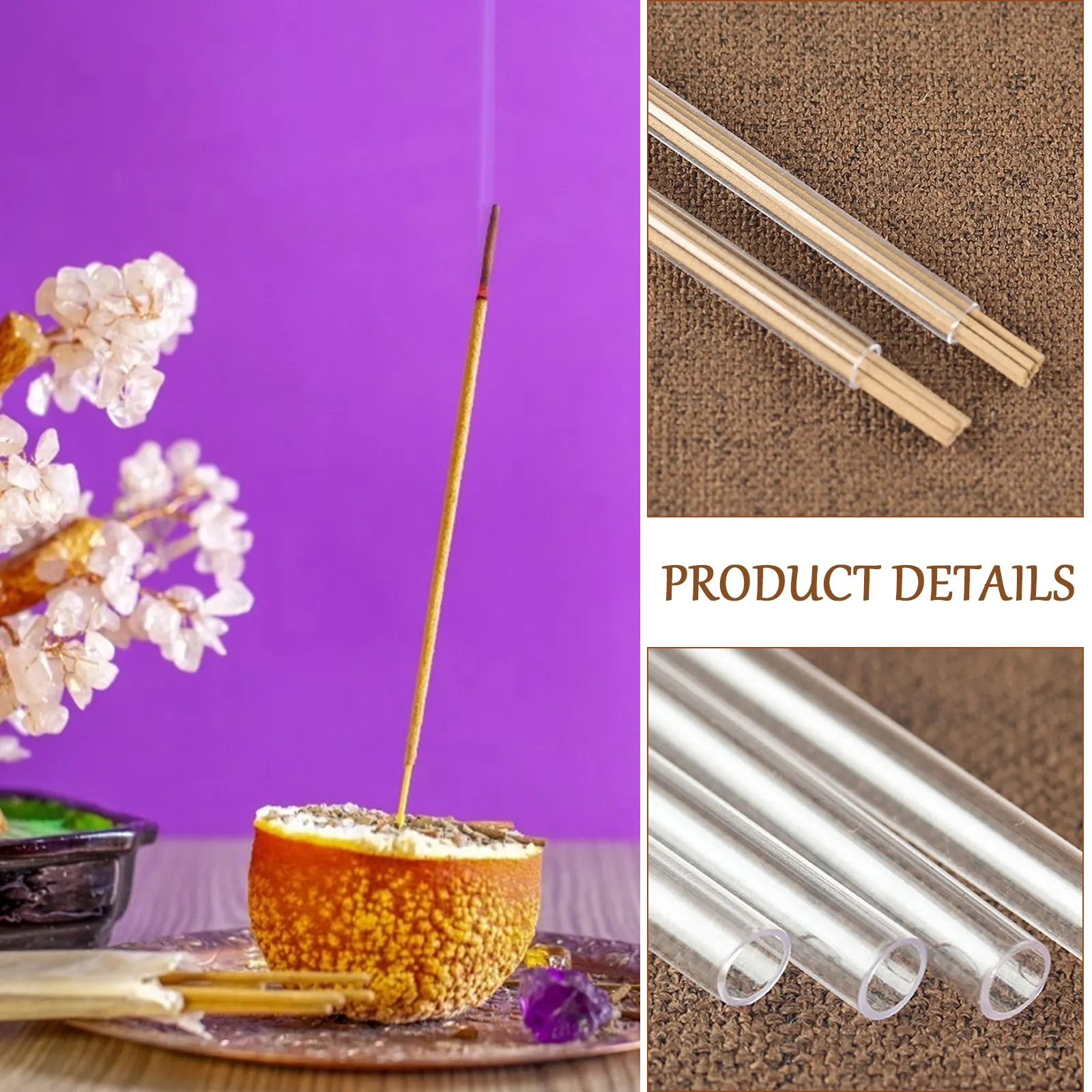 

6Pcs Clear Acrylic Round Storage Tubes with Lid Portable Transparent Tube for Agarwood Incense Sticks Home Office Travel Use