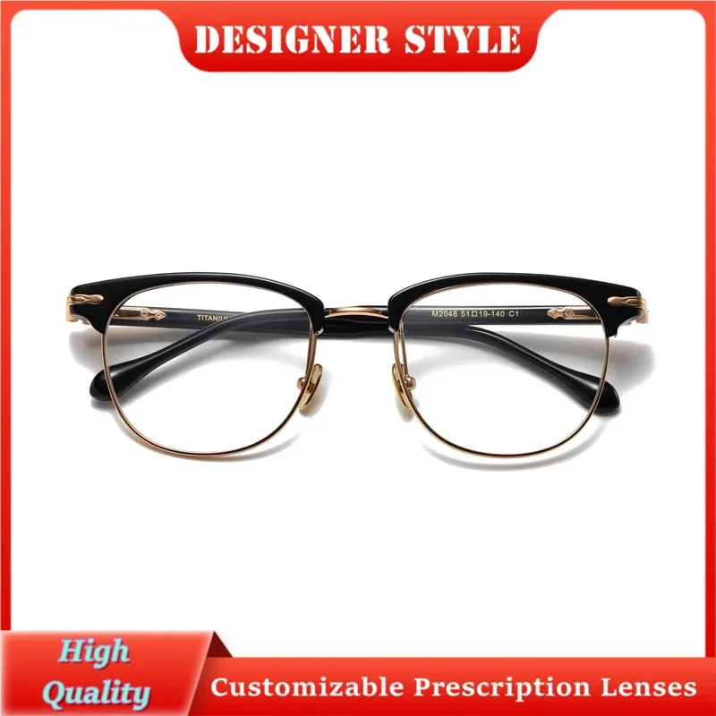 Global Trade 9999 Same Style M2048 Japanese Designer Titanium Glasses Frame Men Women Eyeglasses Frames Eyebrow 999.9Acetate