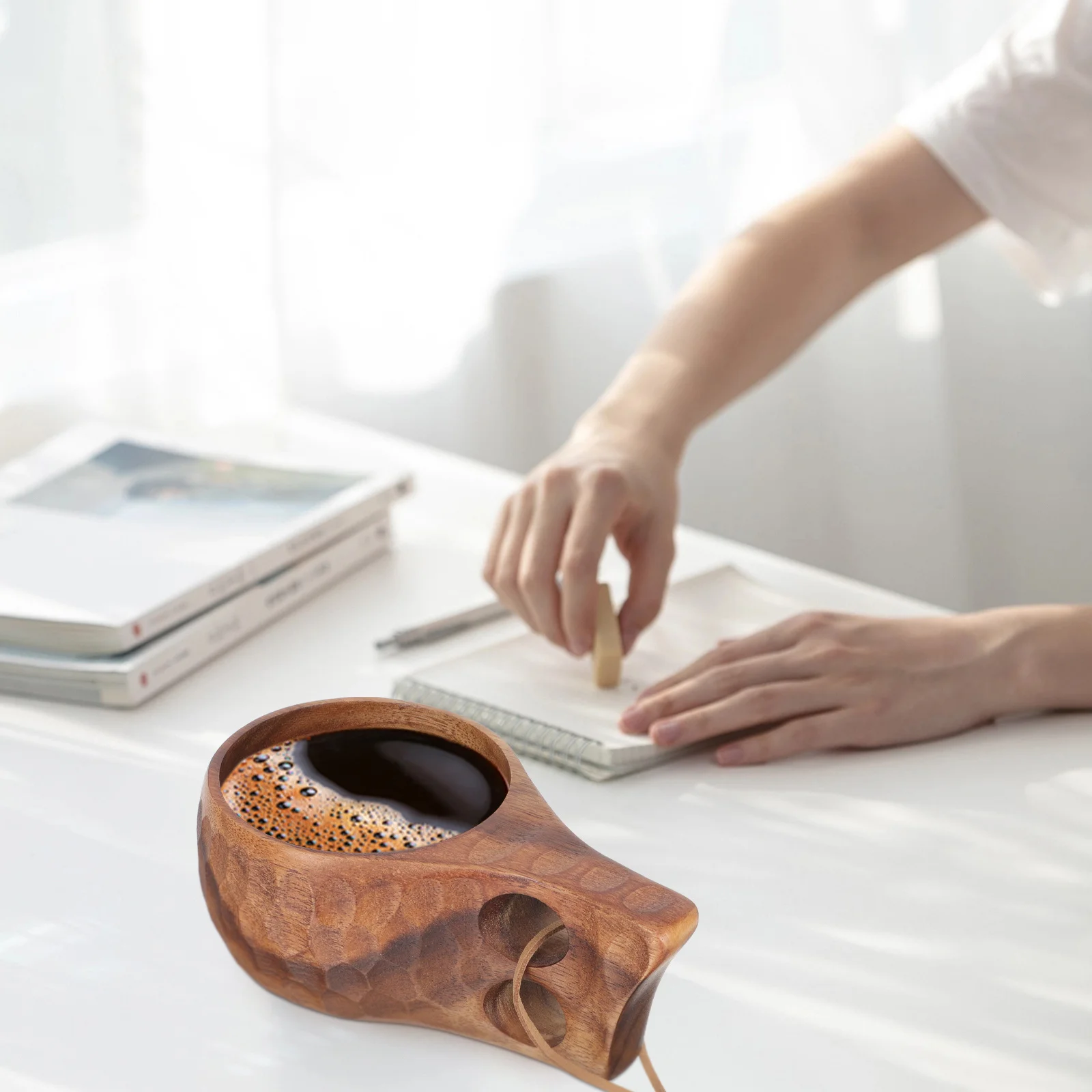 

Wooden Coffee Cup Handmade Natural Milk Holder Breakfast Small Wood Mug Nordic Style Tea Water Cup Kitchen Barware