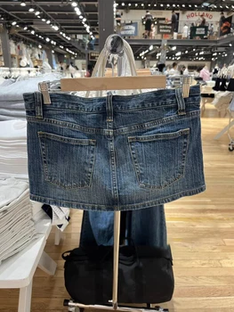 American Vintage Denim Mini Skirts Women Summer Fashion High Waist Straigth Short Faldas Casual Fashion Streetwear Cotton Skirt 5