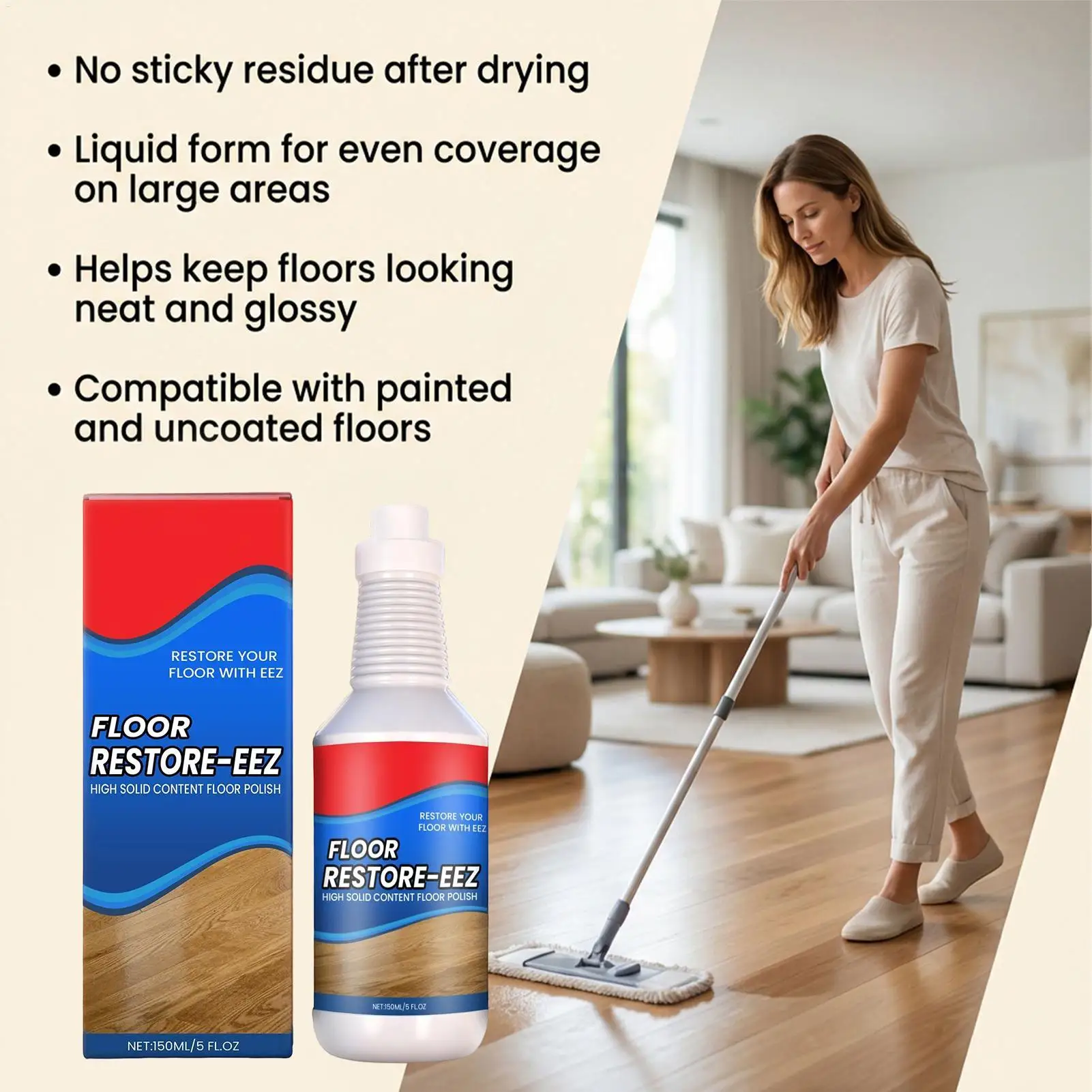 150ml Floor Restore Solution liquid Flooring Renewal Agent Wood Floor Polishing Care for Home Apartment Dormitory Living Room