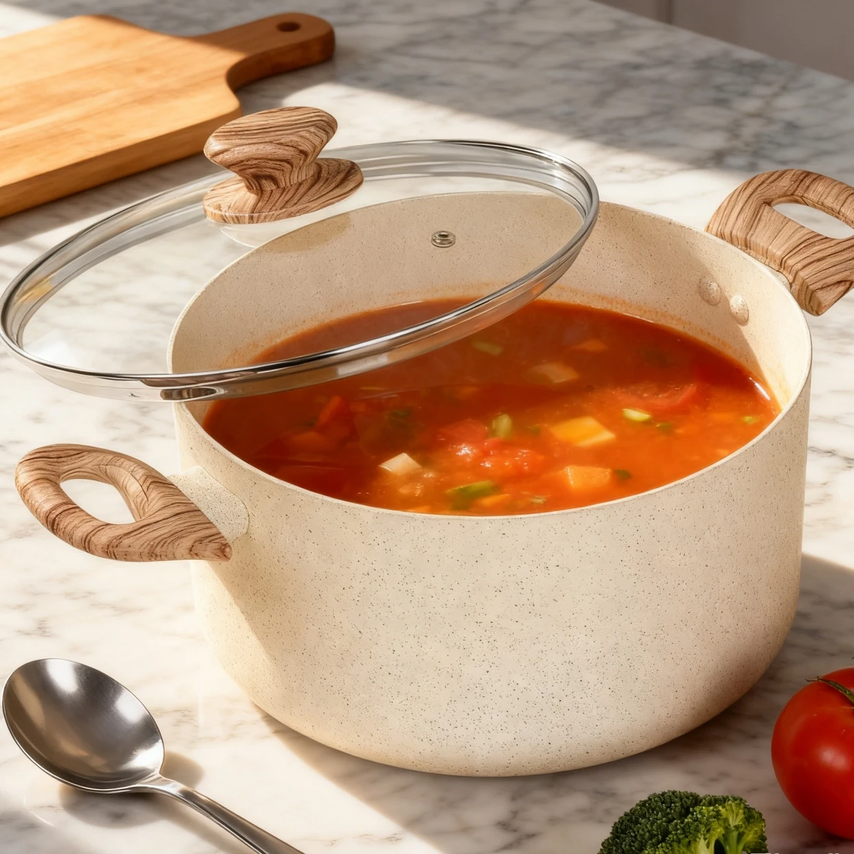 

MICHELANGELO 5-литровая кастрюля с крышкой, кастрюля для супа с антипригарным покрытием и эргономичной ручкой для приготовления пищи, индукционная совместимость