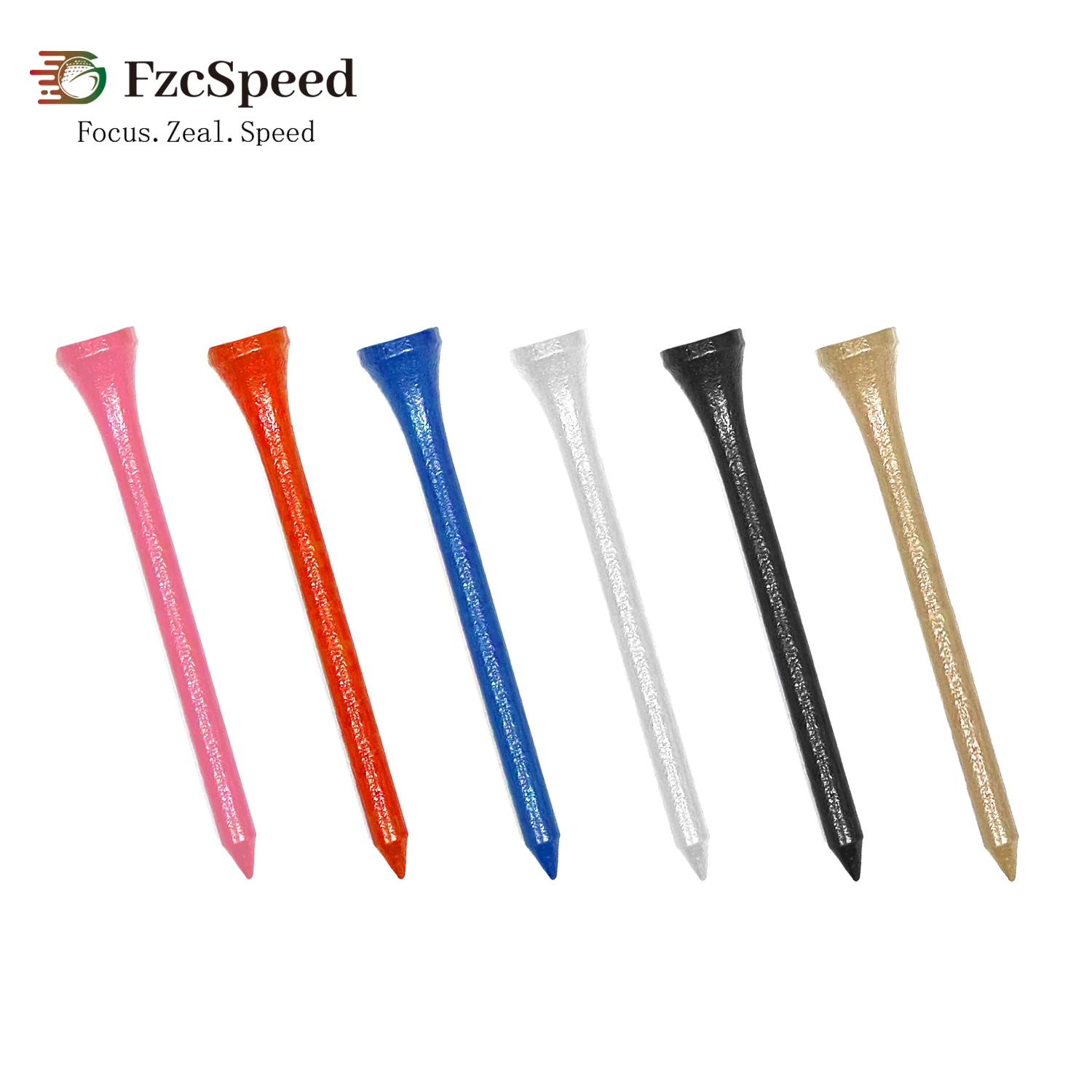 FzcSpeed Golf Wooden Tees 50 Pack Durable Low Spin Tees High Visibility Colors  42/54/70/83mm