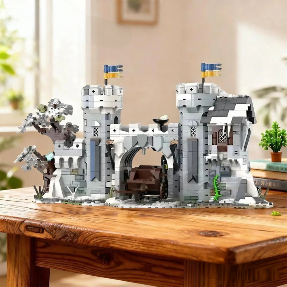

MOC Black Falcon Castle Gate Building Blocks Medieval Architecture Castle Gate Tower Defense Design Toy Adult Gift