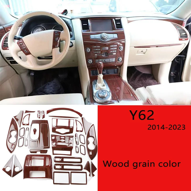 For 2014-2023 Nissan Patrol Y62 Interior Trim Wood Grain Color Nissan Armada Interior Sequins Custom-Made For This Vehicle