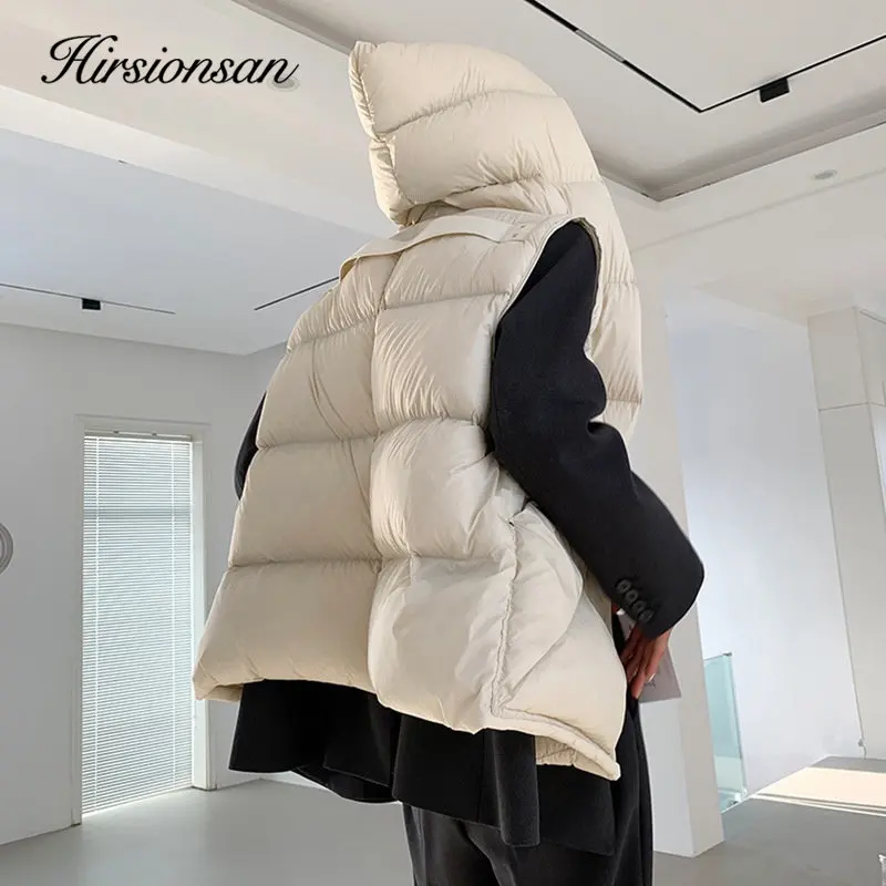 Hirsionsan Autumn Winter Korean White Duck Down Vest Women 2023 New Simple All-match Coats FemaleSoft Warm Sleeveness Jackets