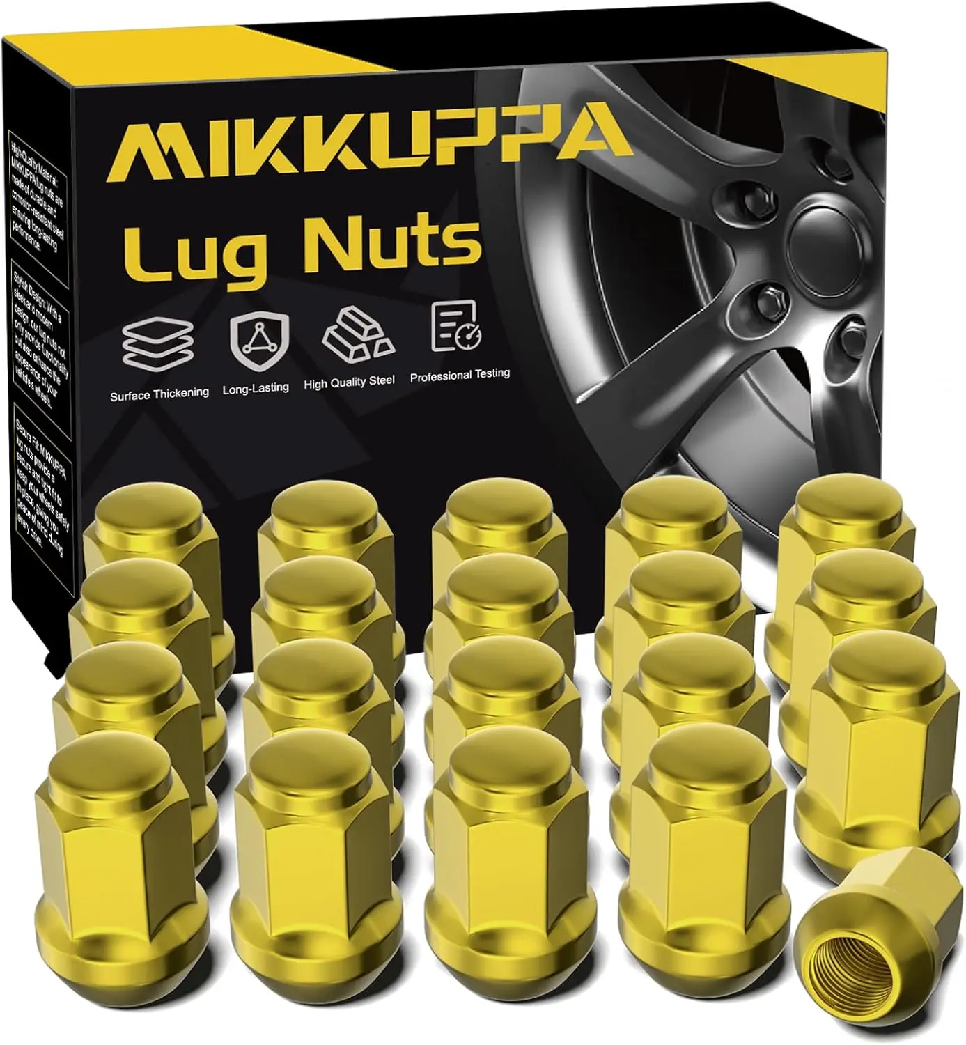 

MIKKUPPA M12x1.5 Gold Lug Nuts - Replacement for 2006-2020 Ford Fusion, 2000-2019 Ford Focus, 2001-2023 Ford Escape Aftermarket