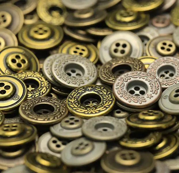 10 قطعة/الوحدة الحجم: 11 مللي متر-22 مللي متر الرجعية أربعة العين القمح نمط أزرار معدنية زر الموضة معطف كاوبوي الخياطة اكسسوارات (SSA-3863)