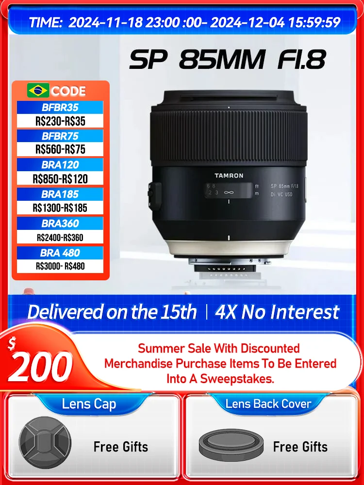 Tamron 85mm F1.8 Di VC USD Full Frame Digital SLR Camera Standard Prime Lens for Nikon D850 D780 Canon 6D II 5D IV 85 1.8（Used）