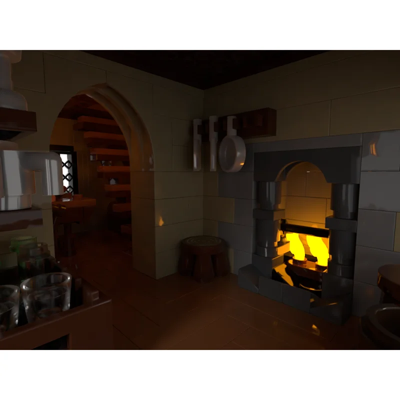 City Street View Moc Building Blocks Modular Medieval Tavern Model Technical Bricks DIY Assembly Castle Toys Holiday Set Gifts