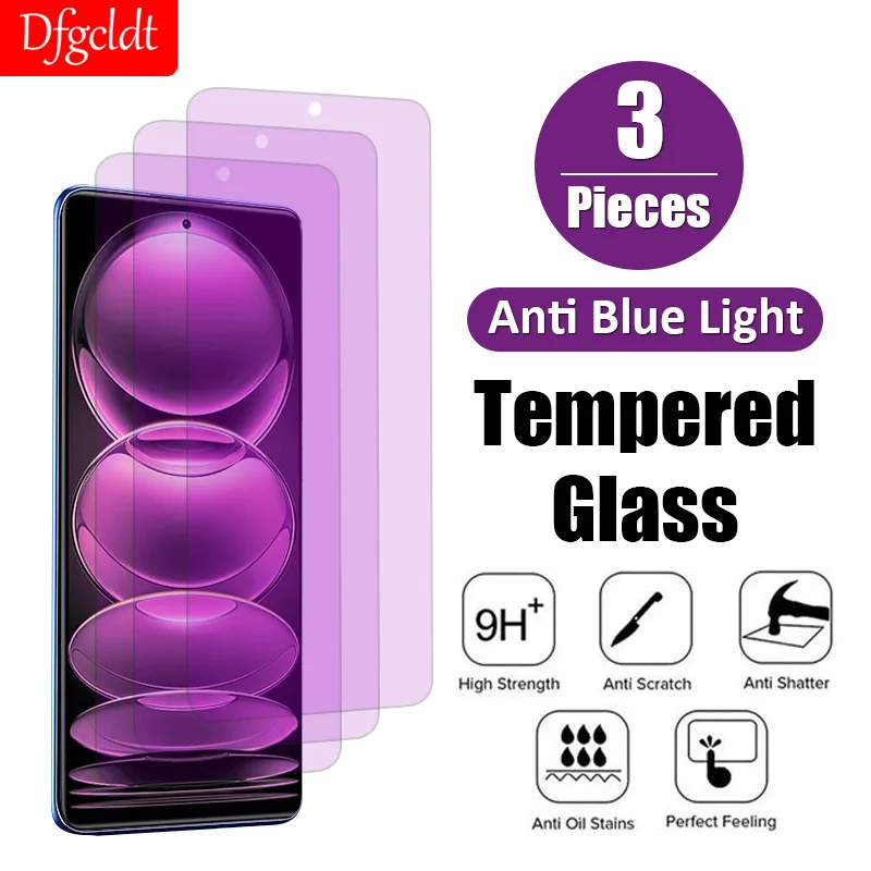 3Pcs Full Coverage Anti-blue Light Tempered Glass For Xiaomi Redmi Note 12 Explorer 11 10 9 8 Poco C40 C31 C3 M4 X3 X4 Pro Glass