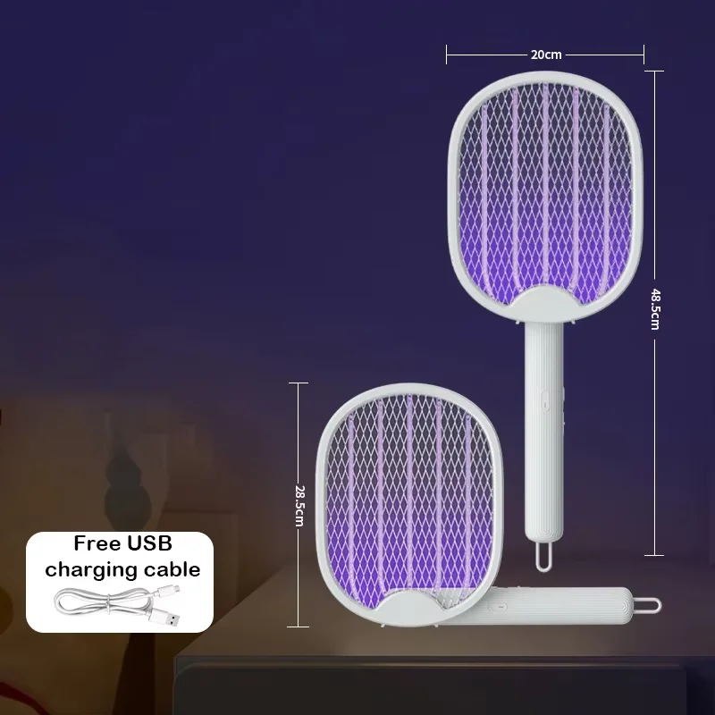 Foldable Electric Mosquito Killer USB Rechargeable Fly Trap Mosquito Swatter Racket Insect Killer With UV Light Bug Zapper 2700V