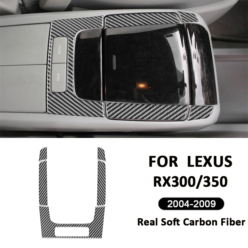 Carbon Fiber Car Central Console Storage Box Panel Frame Trim Strips Interior Decoration Sticker For LEXUS RX300 RX350 2004-2009