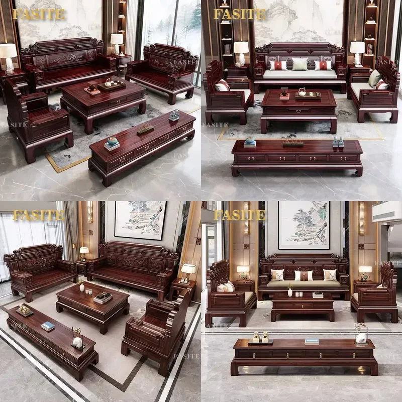 For Living Room Ebony All Solid Wood Sofa New Chinese Aesthetics Classical Carving High End Furniture Like Mahogany