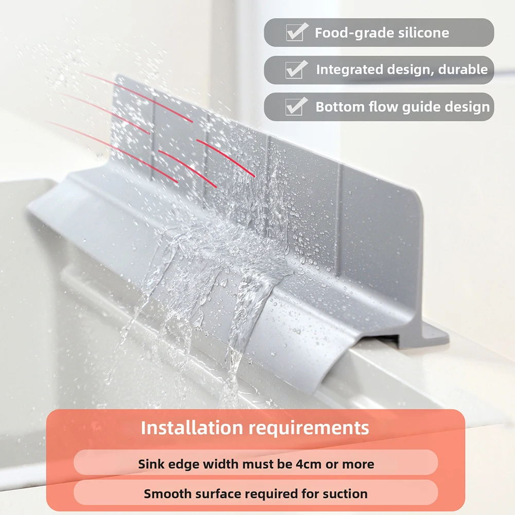 Silicone Kitchen Sink Splash-Guard Upgraded 58cm Extra Long Oil-Proof Splashproof Baffle Board For Kitchen Sink Accessories