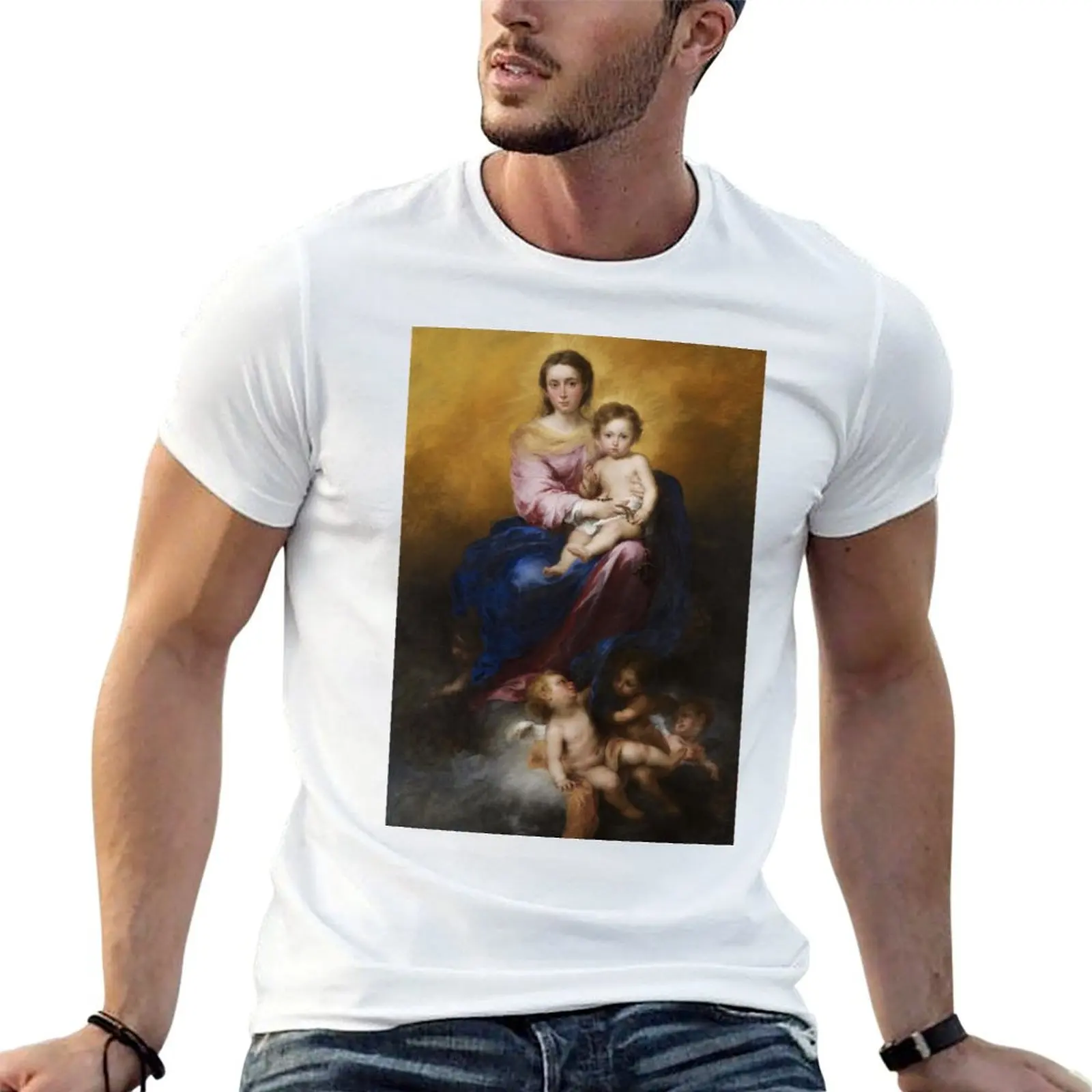 Camiseta The Madonna Of The Rosary de Bartolome Esteban Murillo, camisetas para hombre, camisetas gráficas, camisetas de diseñador