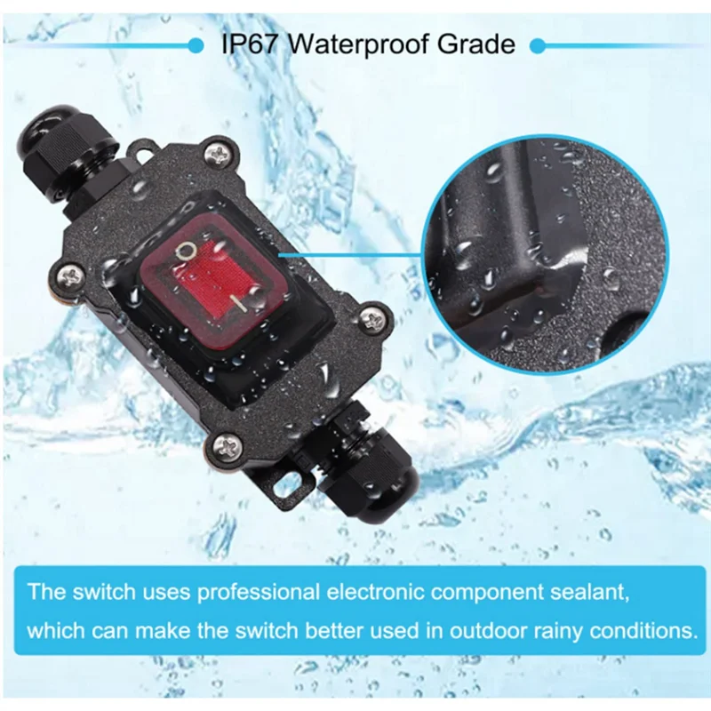 IP67 Waterproof Inline Switch 12V DC 20A High Current Power Waterproof Switch