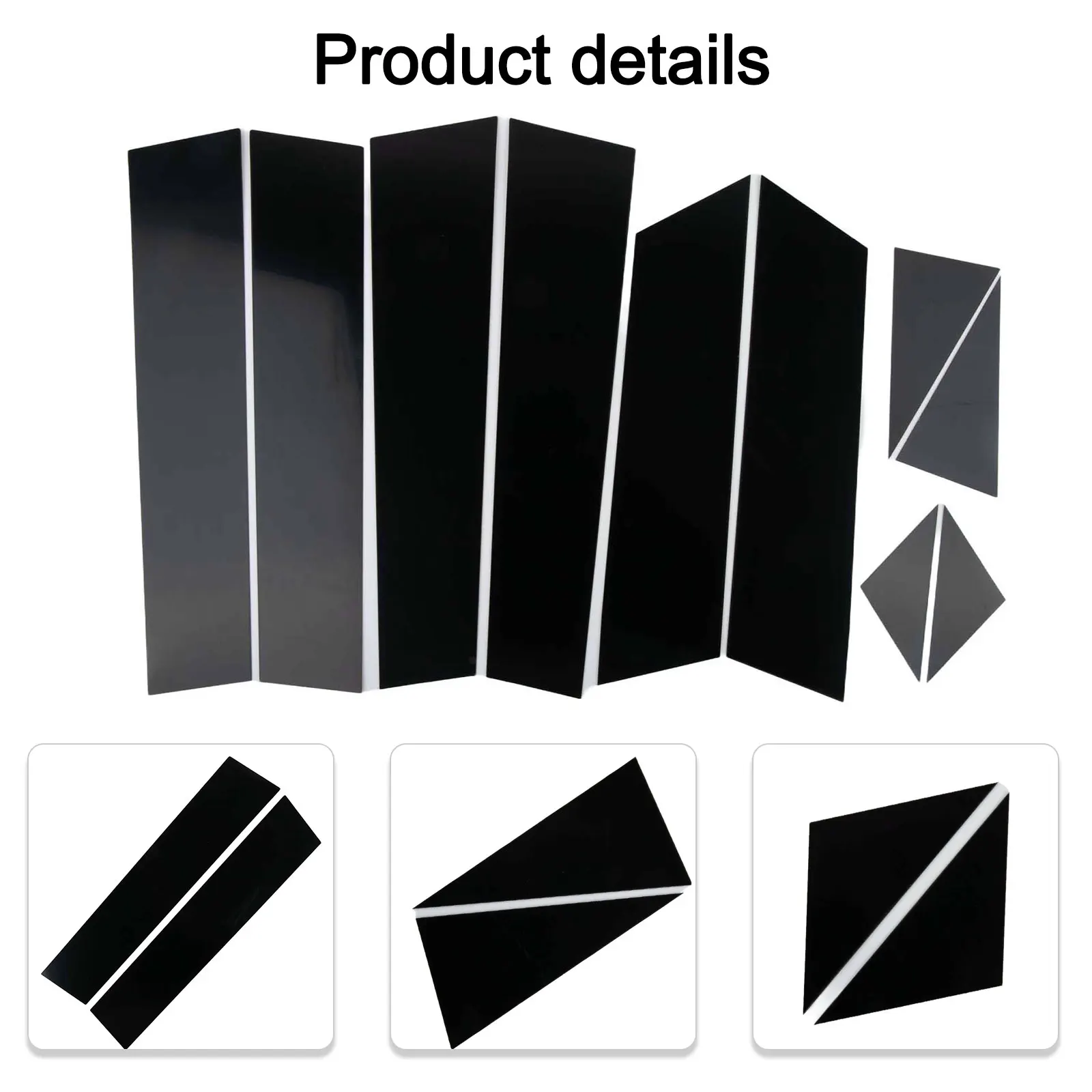 Car Modification Vehicle Restoration Glossy Black Pillar Posts Cover Window Cover For Car Car Accessory Door Trim Cover