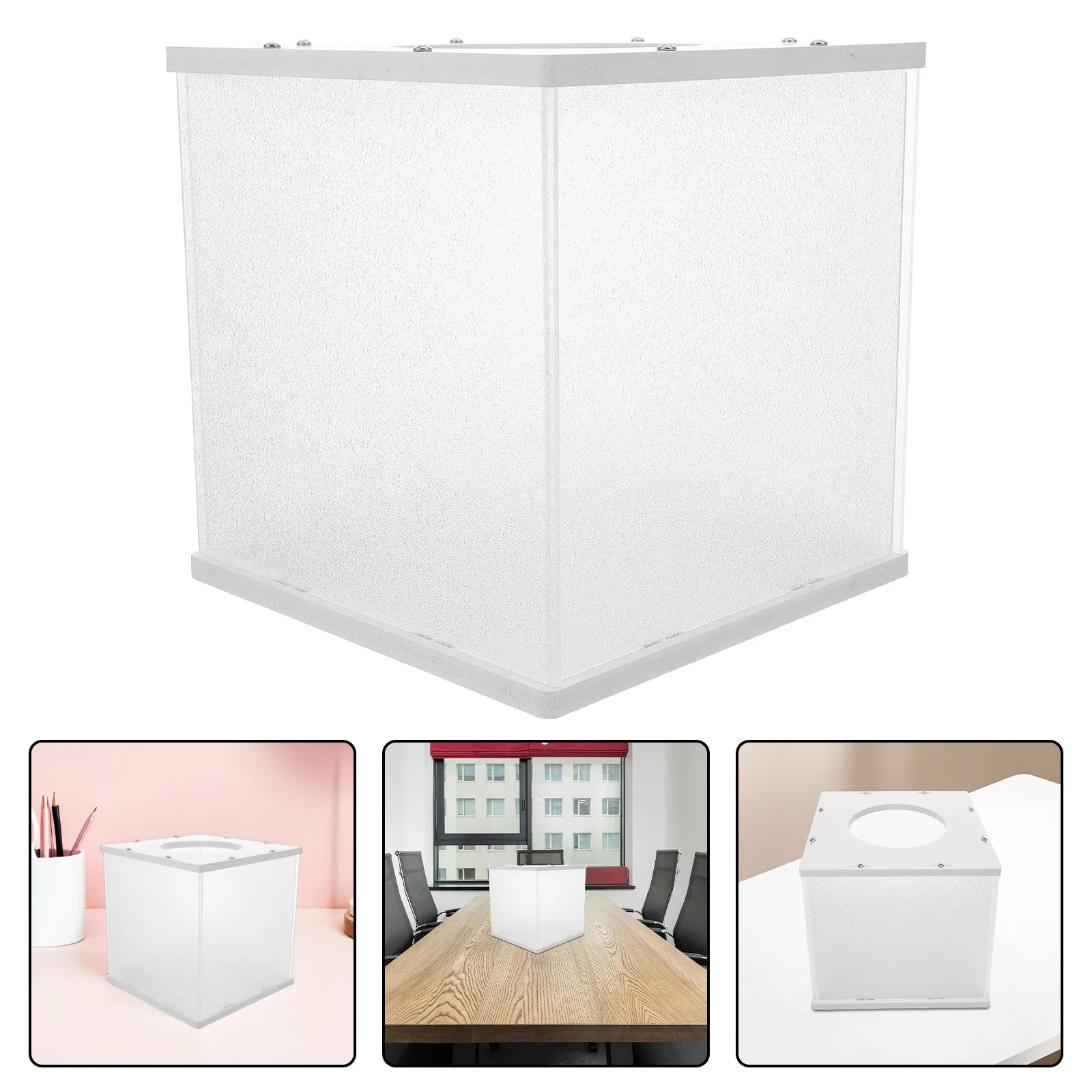 

Clear Raffle Box Frosted Acrylic Suggestion Voting Donation Ballot Ticket Holder Cash Storage Container Fundraising Charity
