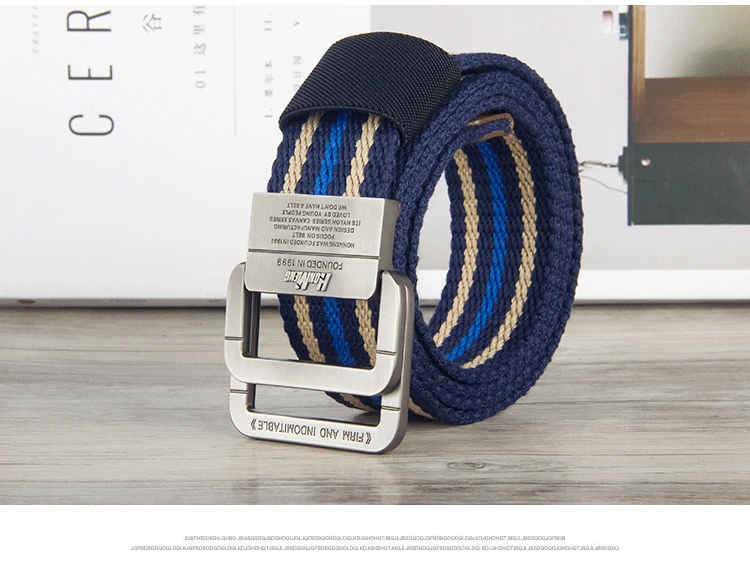 Canvas Belt, Men's Belt, Alloy Double Loop Buckle, Korean Fashion Denim, Teenage Student Pants Belt, Women's Belt