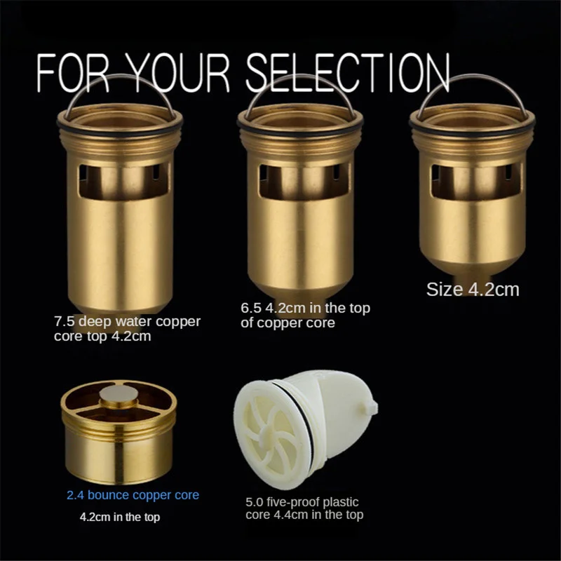 Brass Deodorant Floor Drain Core Deep Water Deodorant Valve Insect Repellent Odor-resistant Plug Cover Kitchen Sink Strainer