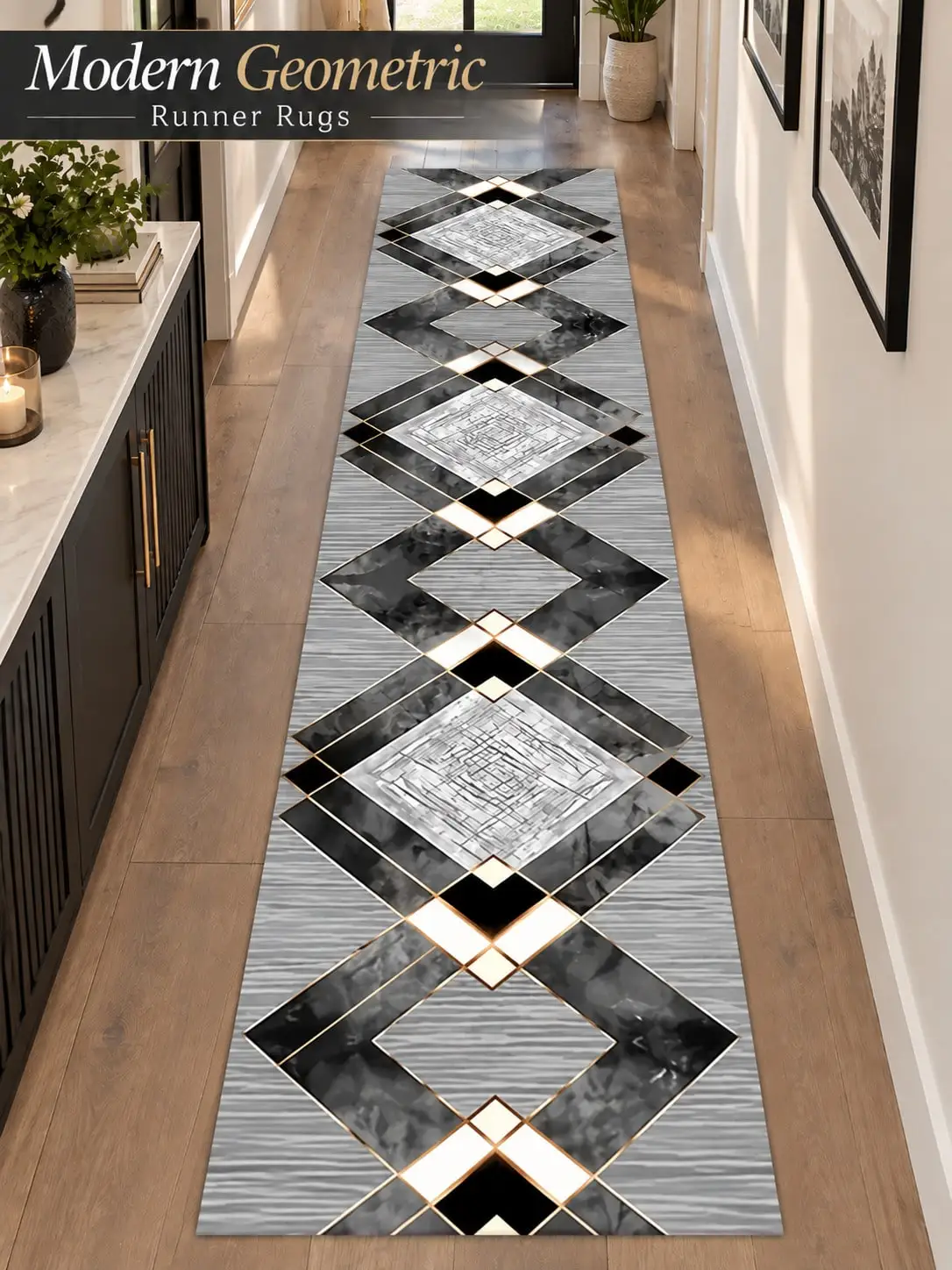 Diamond Lattice Aisle Runners Long Carpet Runner Rugs Hallway Entryway Kitchen Laundry Room Bedroom Floor Decor Apartment Home Furnishing Foyer Makeover Along Cabinets Christmas Birthday Anniversary Housewarming Gifts for Family and Friends