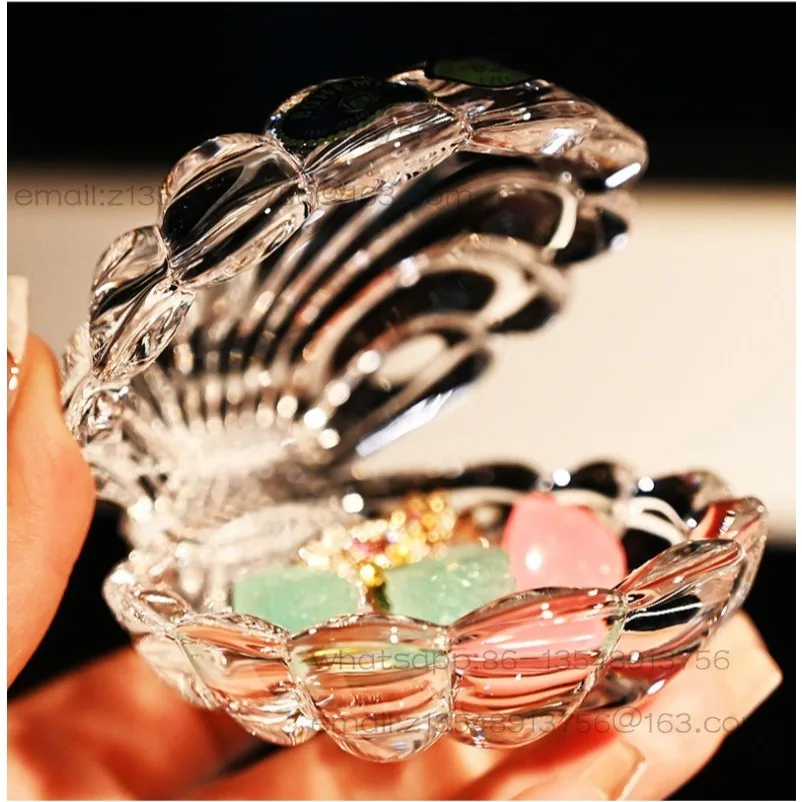 Crystal Glass Shell Jewelry Box Candy Box Jewelry Earrings Storage Box Ornament