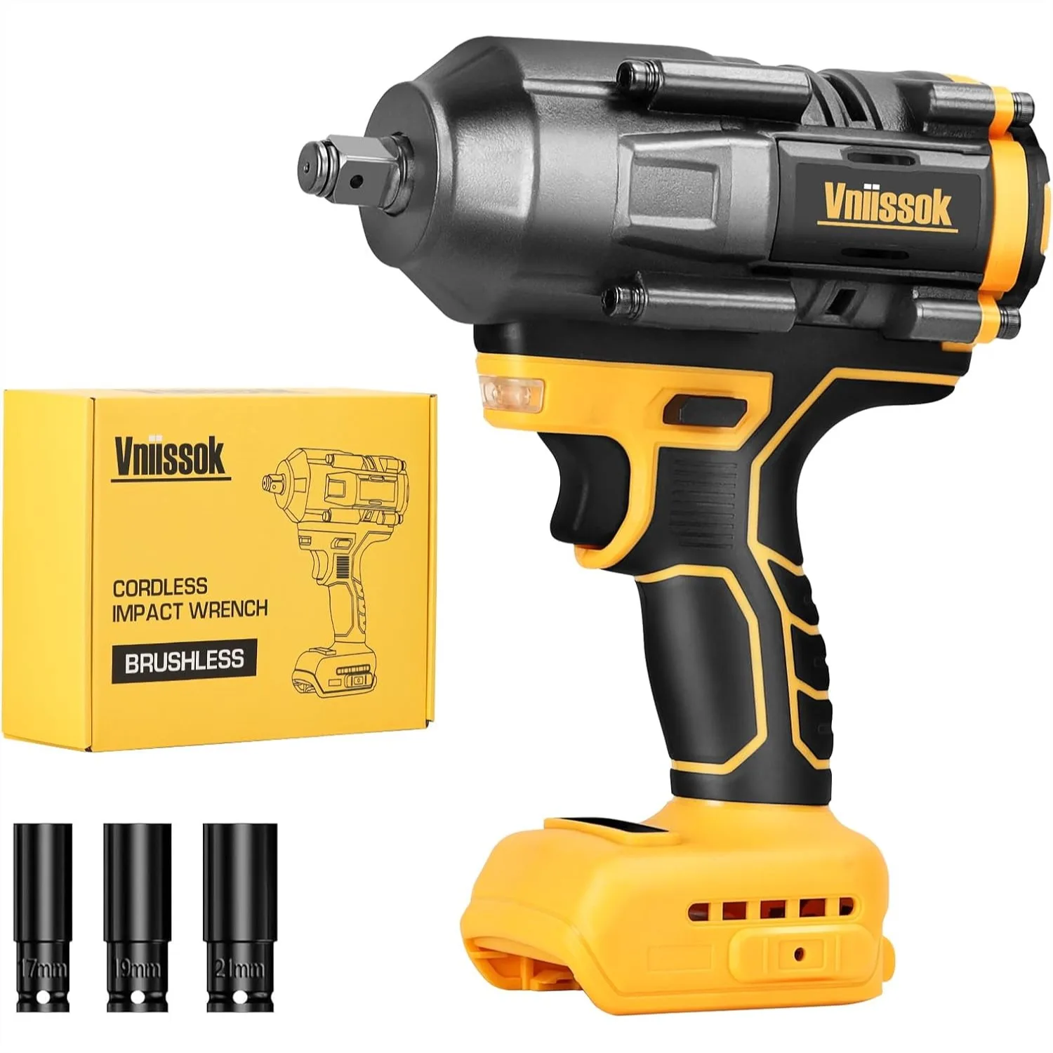 

1/2 Inch Cordless Impact Wrench 900ft-lbs High Torque for Dewalt 20V Battery, Brushless Impact Driver with 3 Speeds, LED Light