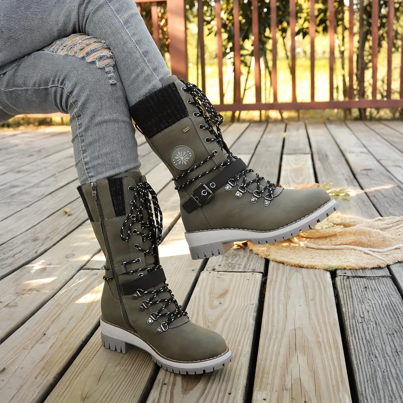 

Women's Mid-Calf Boots Winter Outdoor Shoes for Women Side Zip Square Heel Casual Women's Shoes Med Heel Ladies Boots 2025