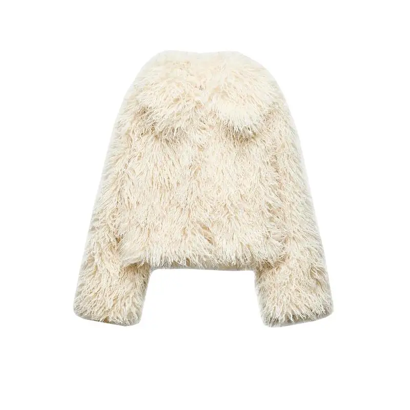 Faionable Casual Kunstfell-Effekt Langer Sve-Kragen-Mantel Neue Herbst-Winter-Damenbekleidung 434773 Normale Sve-Länge