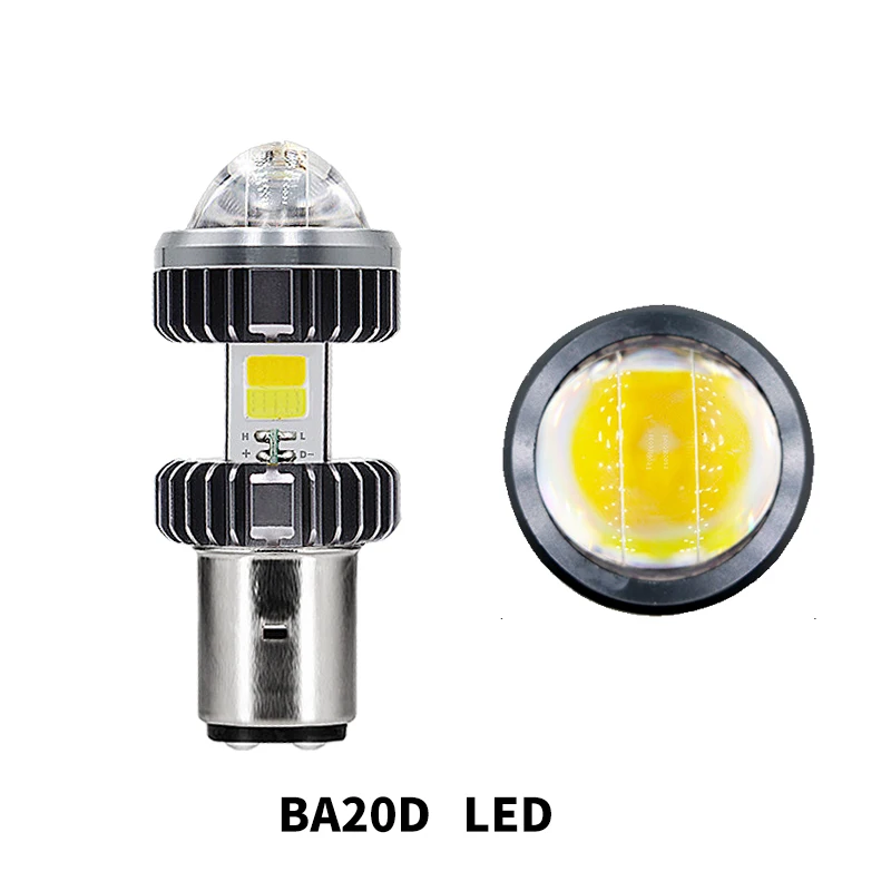 1PC H4 LED Motor H6 BA20D LED Motorcycle Headlight Bulbs Lens White Yellow Pink Hi-Lo Lamp Scooter Accessories Fog Lights 12V