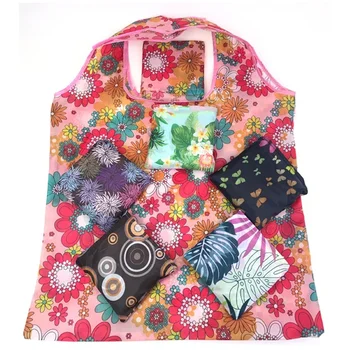 Moda floral eco reutilizável sacos de compras dobrável sacola de compras viagem portátil ombro sacos de compras armazenamento saco de mão