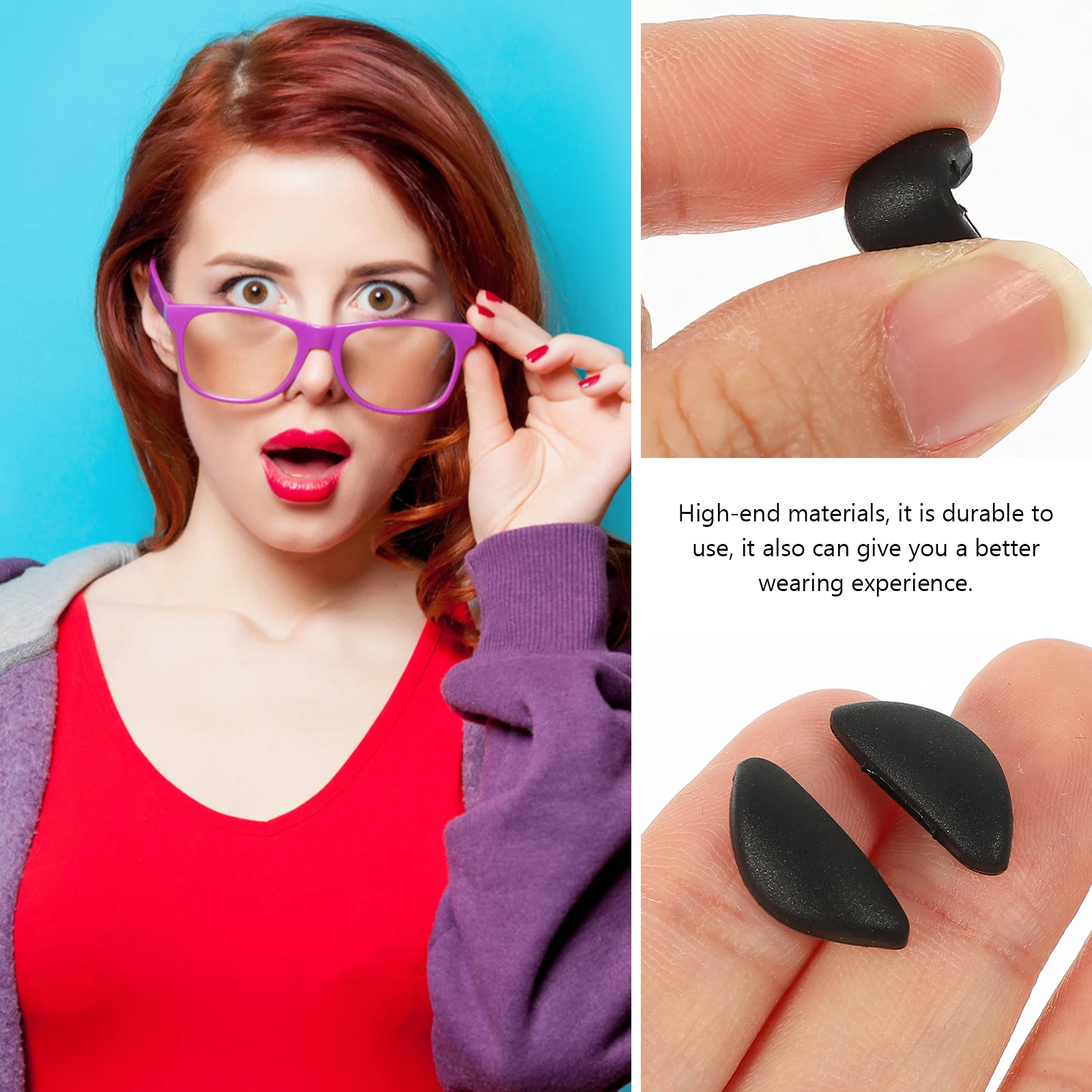 10 Pairs Of Eyeglasses Nose Pad Silicone Glasses Nose Pads Sunglasses Nose Patches Nose Support Increase The Height 1.7x0.7 cm
