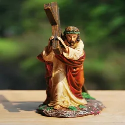 1Pc Crucifix Statue Jesus Cross Resin Statue Christ Figure Catholic Religious Accessories Decor