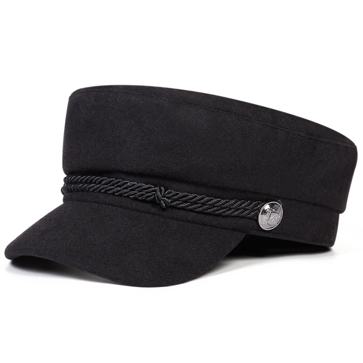 Unisex Solid Color Woolen Fabric Military Hats Fashion Flat Top Baseball Caps For Women Outdoor Sports Cadet Sunscreen Hat