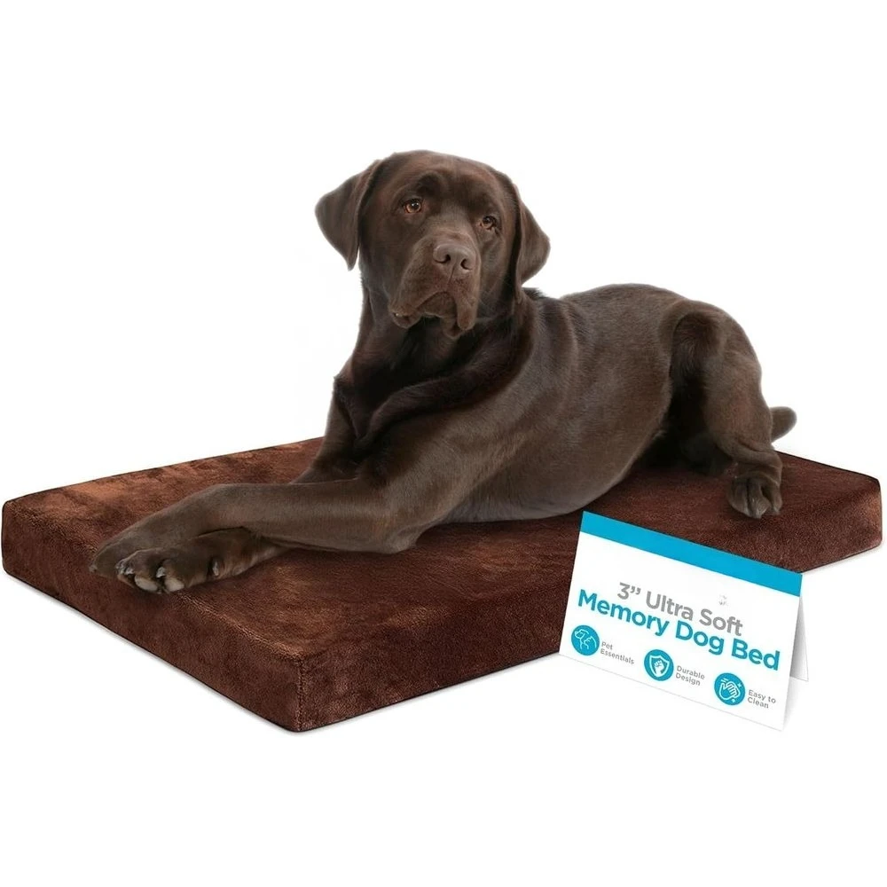 

Ultra Soft Plush Dog Bed | Large Pet Mat, 40 x 26 Inches, Brown