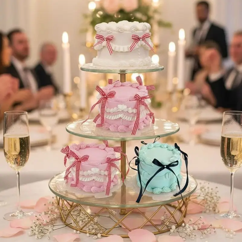 

4 Inch Realistic Fake Birthday Cake Prop for Photography - Artificial Decorative Cake with Cream Frosting for Shop Window Displa