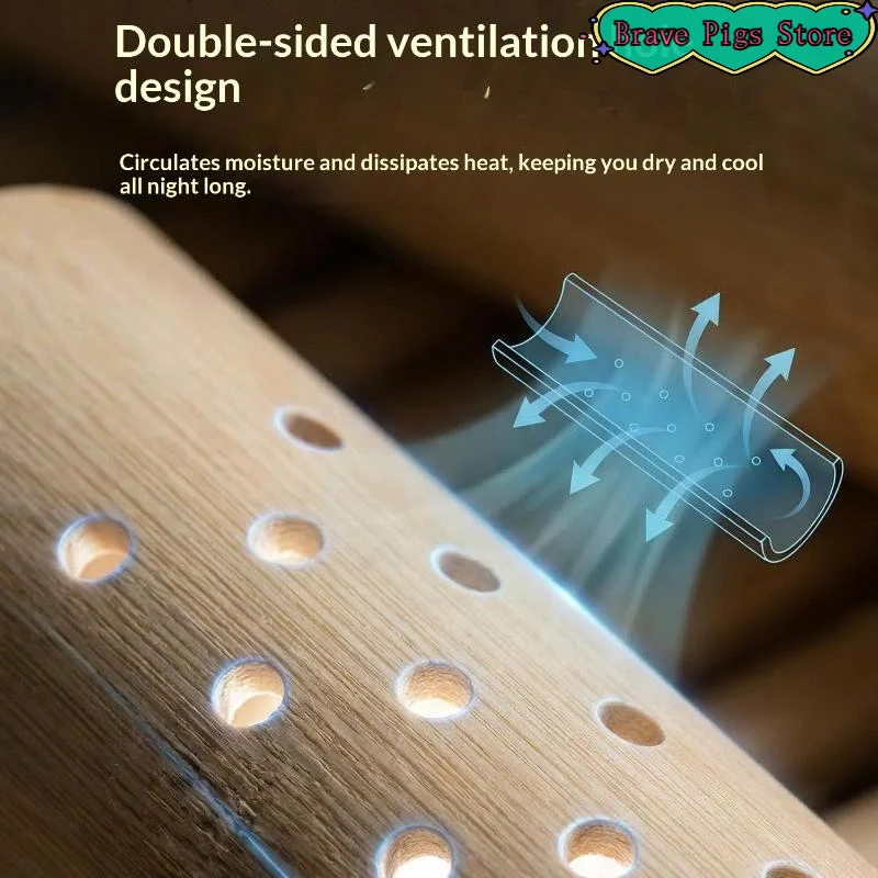 [HM]1Pcs Breathable Perforated Hand Polished Hollow Bamboo Lumbar Support Cushion U Shape Bamboo Neck Pillow Ergonomic Curved