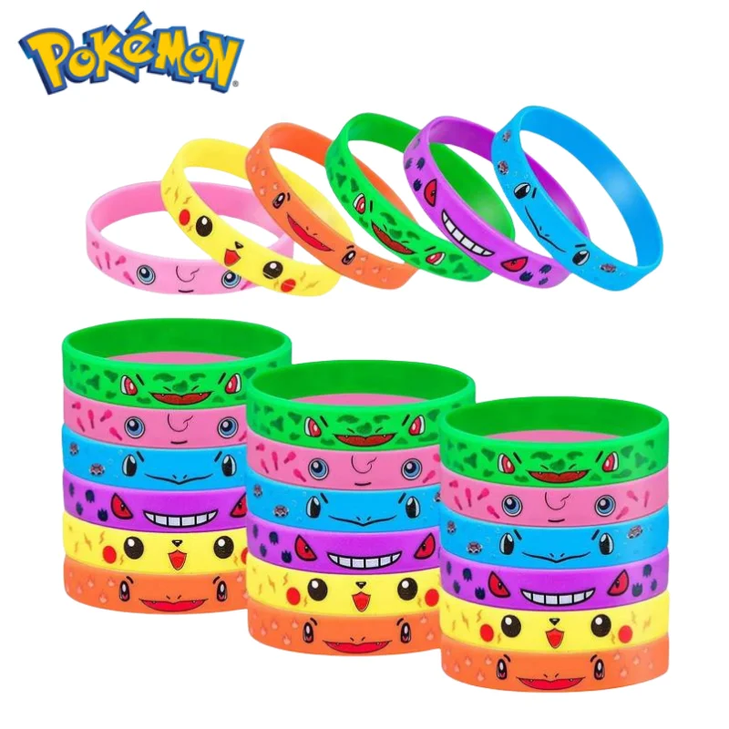 Anime Pokémon Cute Pikachu Charmander Squirtle Silicone Bracelet Cartoon Characters Children\'s Bracelet With Party Toys Gifts