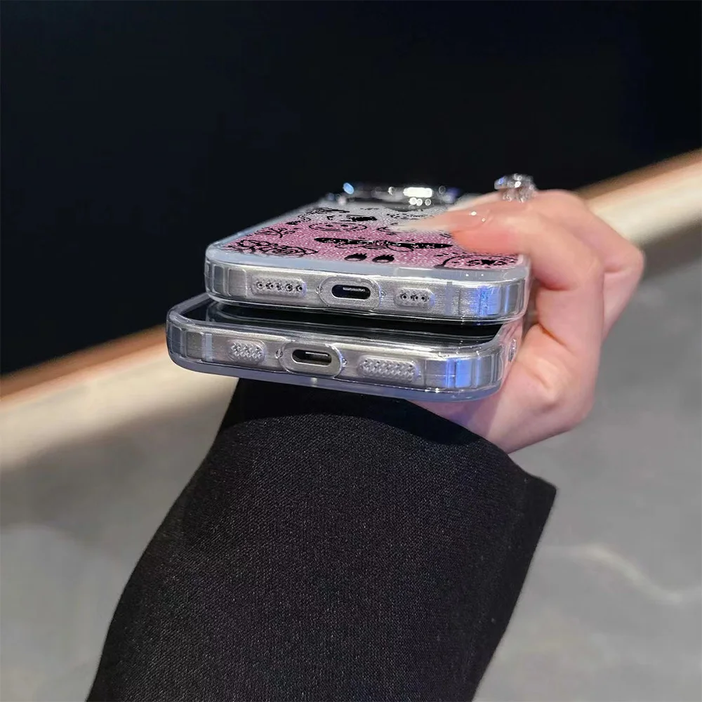 라인 아트 검은 나비 도금 투명 폰 케이스 (OPPO Reno4 Reno5 Reno6 Reno8 Reno11 Reno12 Reno13 Z T F Pro 4G 5G 용)