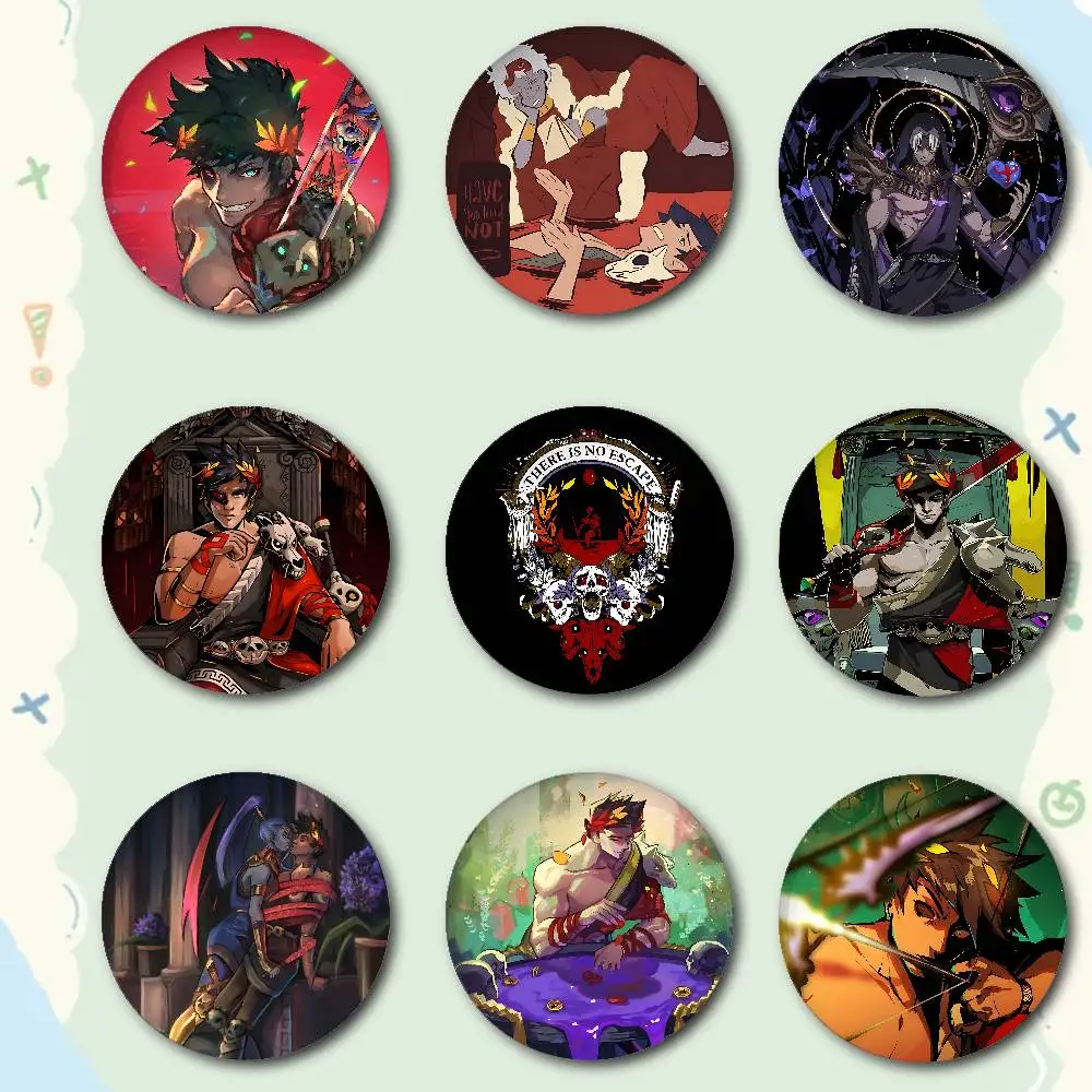 H-Hades Video Game Meme Premium Tinplate Round Lapel Pins: Cute Badge Brooches For Shoulder Bag Accessories, Souvenir Gifts