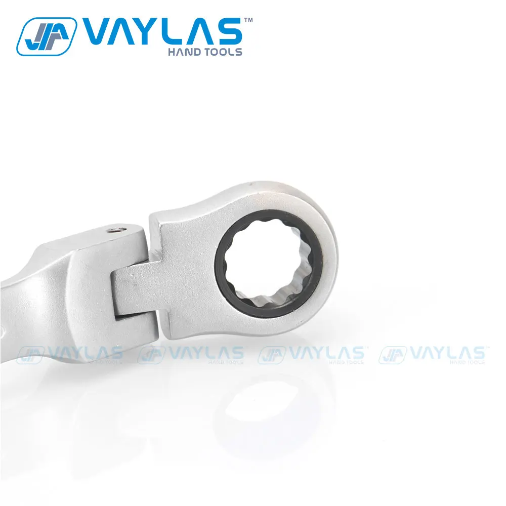 VAYLAS 12mm Dull Polished Combination Wrench Flexible Head 72T Ratchet and Open End High Torque Spanner Repair Hand Tool