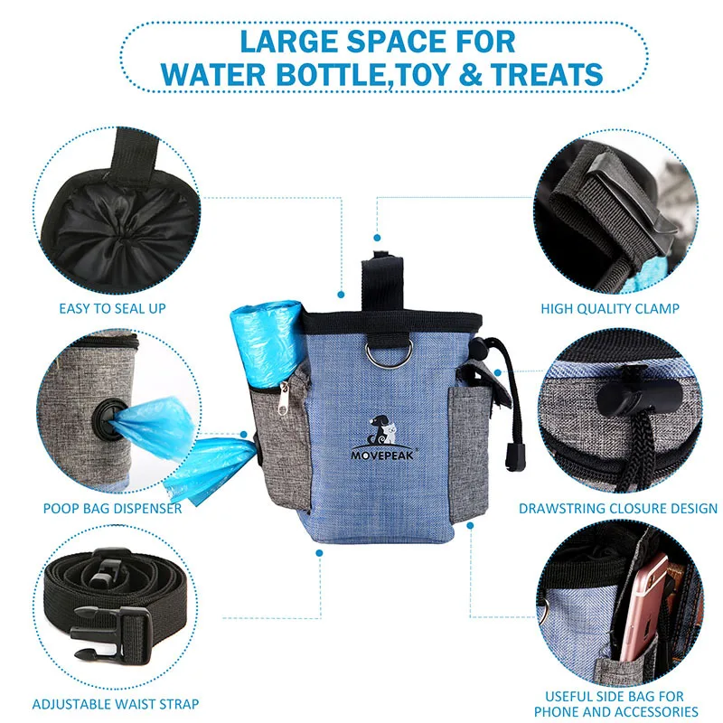 Waterproof Dog Bags for Outdoor Activities, Essential Pet Training Waist Bag, Pet Food Bag, Waste Bag, Snack Bag