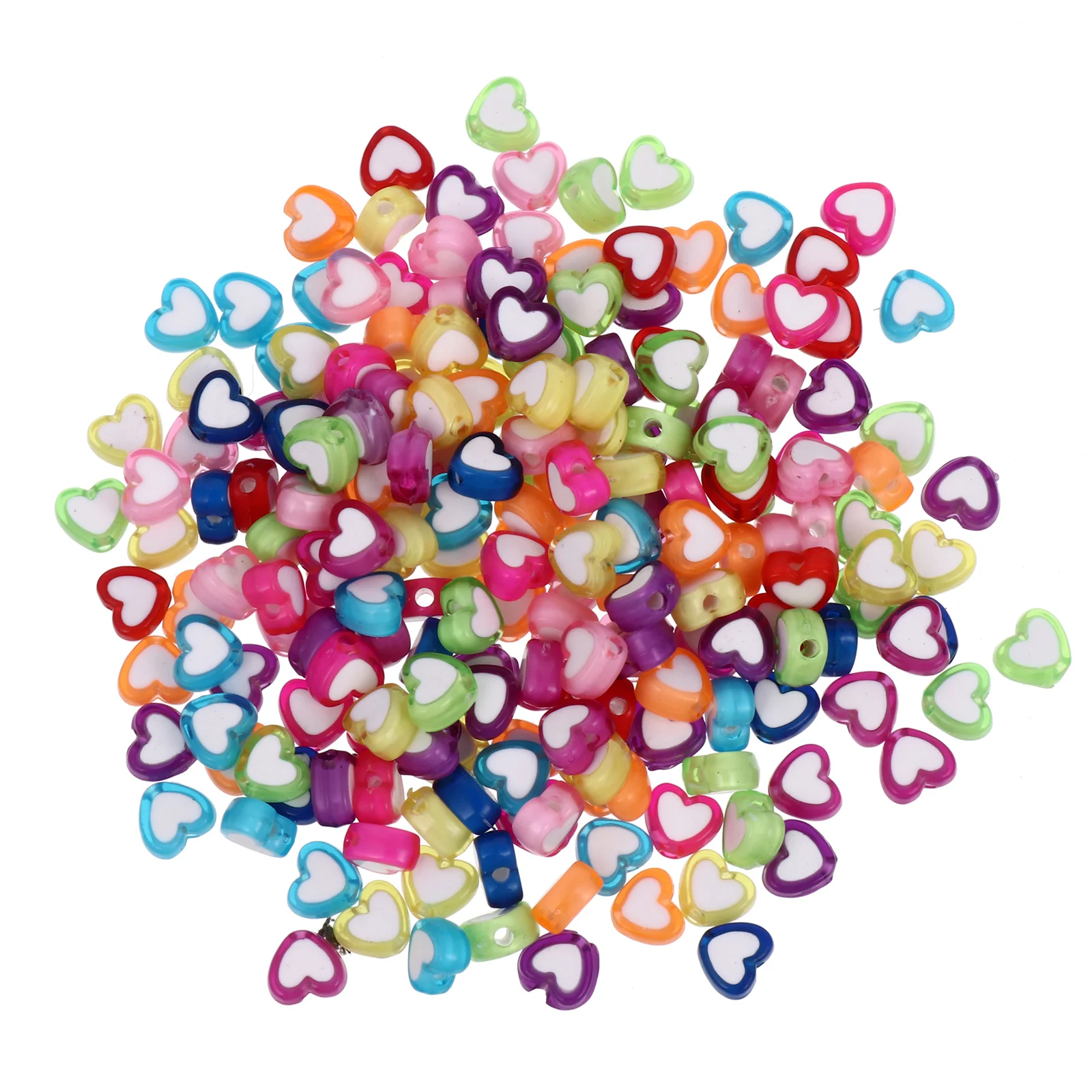 400개 하트 모양 비즈 컬러풀 DIY 보석 만들기 비즈 어린이 팔찌 목걸이 공예 선물 수제 액세서리