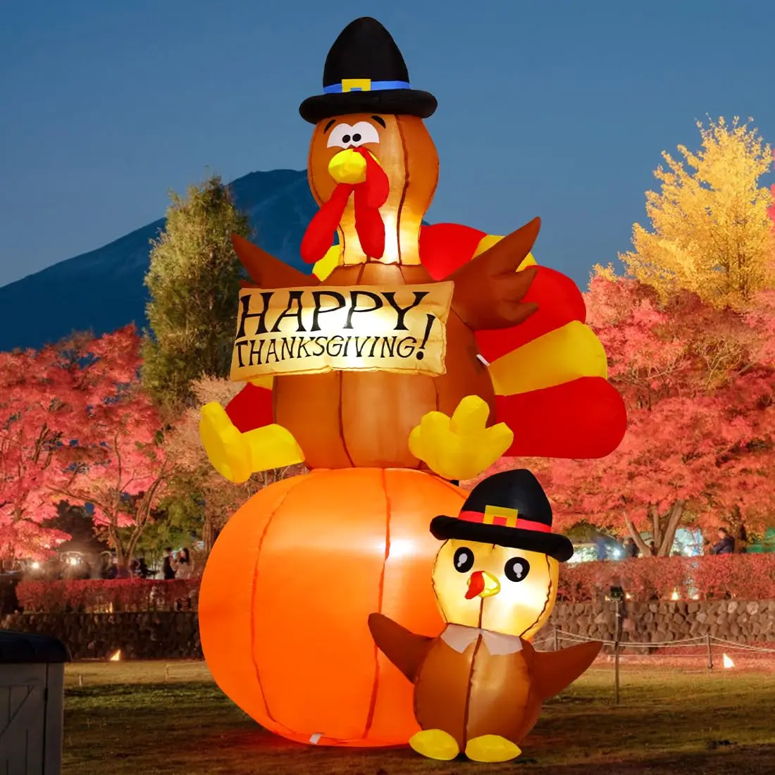 Thanksgiving 6 FT Inflatable Turkey Pumpkin Hot Selling LED Lights Decorations Factory Price Blow Turkey for Thanksgiving