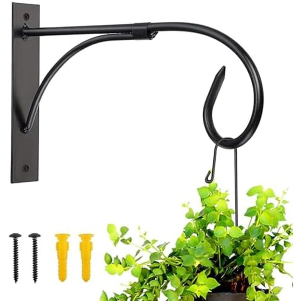 Hanging Basket Bracket Designed for Concrete Posts - For Outdoor Carbon Steel Flower Pot Hook 11 x 6.53 Inch with Mounting Kit