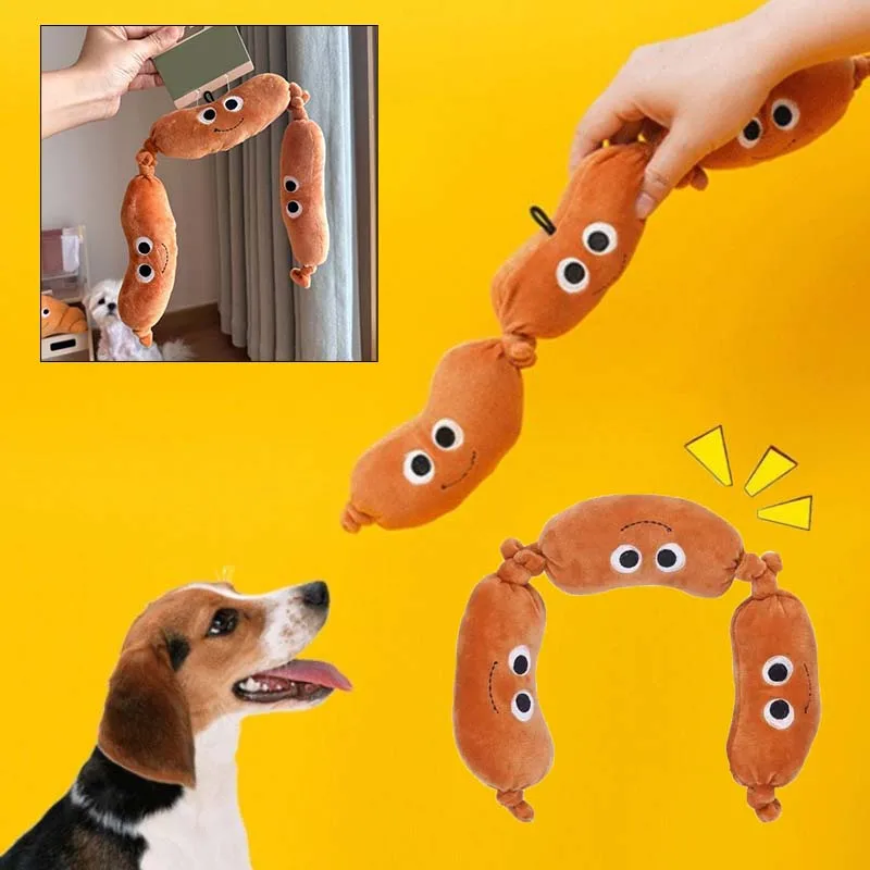 

Dog Chew Toy Simulated Plush Sausage Bite-resistant Sounding Puppy Toy Training Dental Cleaning Dog Toy Supplies