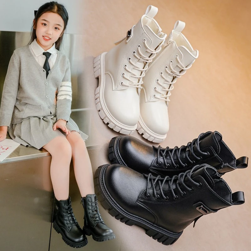 

Осень/зима, новые спортивные ботинки средней длины с круглой головкой для маленьких девочек, модные, удобные, милые, сапоги для лошадей на толстой подошве