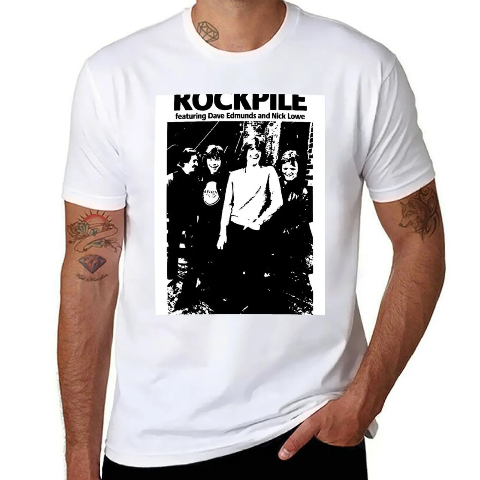 

ROCKPILE NICK LOWE DAVE EDMUNDS PUBROCK PUB ROCK SUPER COOL T-Shirt cotton tshirt 100% man t shirt graphic T-Shirt